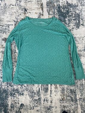 Maurices Teal Lace-Texture Long Sleeve Tee